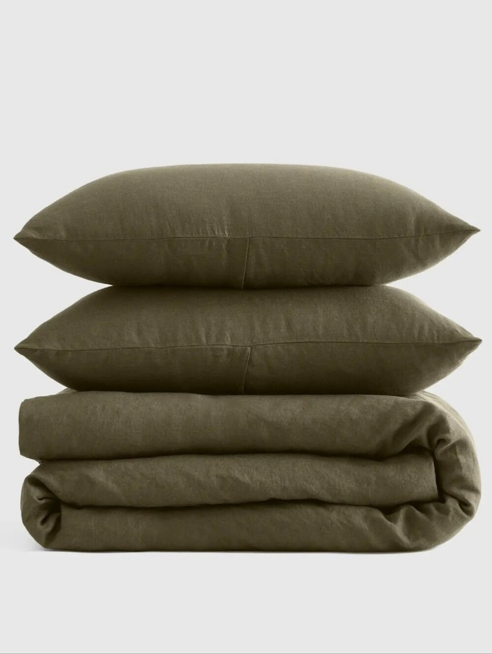 NWT! Quince European Linen Olive Duvet Cover & Shams! Sz. King/ Cal King! (981)